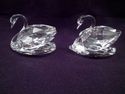 Pair of Medium Swarovski Cut Crystal Swans with Bo