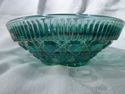 Carnival Glass Bowl, Green Cross Hatch, Button, Da