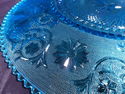 Large Ice Blue Platter, Elegant Glass, Floral, Sta