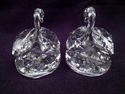 Pair of Medium Swarovski Cut Crystal Swans with Bo