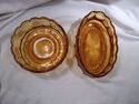 Pair of Amber Fostoria Coin Pattern Bowls, Oval, R