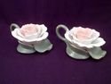 Pair of Ceramic Rose Petal Candleholders, Finger H