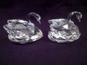 Pair of Medium Swarovski Cut Crystal Swans with Bo