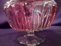 Antique Victorian Cranberry Glass Compote, Footed,