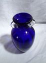 Cobalt Blue Vase, Art Glass, Hand Blown, Clear Han