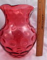 Large 94 Oz. Fenton Cranberry Coin Dot Pitcher, Cl