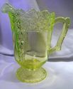 Large Pitcher, Heavy Vaseline Glass, Mosser Queen'