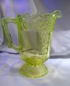 Large Pitcher, Heavy Vaseline Glass, Mosser Queen'