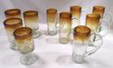 Collection of 10 Hand-Made Studio Glasses, Amber, 