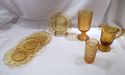 Collection 7 Pieces Amber Antique EAPG: Plates, Pi