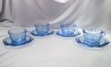 Set 4 Cups and Saucers, Federal Glass Madrid Patte