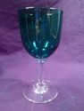 Set of Four Turquoise Cordial Glasses, Clear Stem,