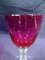 Set of 6 Ruby Cordial Glasses, Clear Beaded Stems,