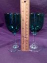 Set of Four Turquoise Cordial Glasses, Clear Stem,