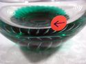 Superb Signed Art Glass Bowl, Emerald, Clear, Opal