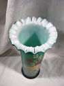 Victorian 19th Century Enameled Art Glass Vase, Wh