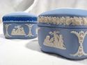 Set of Two Wedgwood Jasperware Blue Dresser Boxes