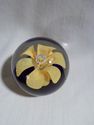 Vintage Yellow Flower Paperweight, Bubbles