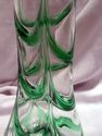 Art Glass Vase, Studio, Hand-Blown, Green, Clear, 