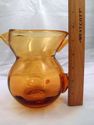 Amber Glass Pitcher, Hand-Made, Flared Rim, Applie