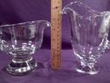 Two Vintage Milk, Juice Pitchers, Clear Glass, Foo