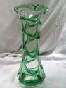 Art Glass Vase, Studio, Hand-Blown, Green, Clear, 