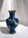 Vintage Chinese Cloisonne Vase, Cobalt Blue, Flora