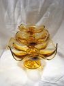 Three Piece Set of Amber Art Glass Centerpieces, V