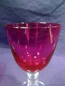 Set of 6 Ruby Cordial Glasses, Clear Beaded Stems,