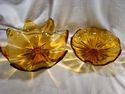 Pair of Amber Footed Compotes, Vintage Glass