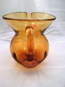 Amber Glass Pitcher, Hand-Made, Flared Rim, Applie