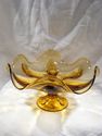 Three Piece Set of Amber Art Glass Centerpieces, V