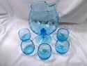 Handmade Art Glass Juice Set, 6 Pieces, Pitcher, 5