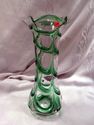 Art Glass Vase, Studio, Hand-Blown, Green, Clear, 