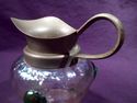 Antique Kralik Bohemian Pitcher, Pewter Spout Opal