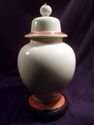 Japanese Ginger Jar, Lidded, Teak Stand, Vintage, 