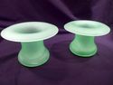 Pair of Vintage Vaseline Green Satin Top Hat Vases