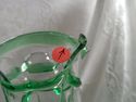 Art Glass Vase, Studio, Hand-Blown, Green, Clear, 