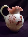 Small Pitcher, Fenton Hand-Painted Art Glass, Flor