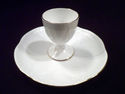 Egg Cup and Underplate, Shelley Regency White, Por