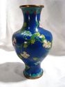 Vintage Chinese Cloisonne Vase, Cobalt Blue, Flora