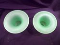 Pair of Vintage Vaseline Green Satin Top Hat Vases