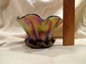 Iridescent Art Glass Vase, Signed by Artist, Purpl