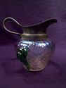 Antique Kralik Bohemian Pitcher, Pewter Spout Opal