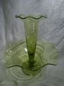 Yellow-Green Epergne, Victorian, Glass, Antique, V