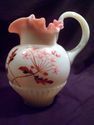 Small Pitcher, Fenton Hand-Painted Art Glass, Flor