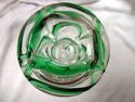 Art Glass Vase, Studio, Hand-Blown, Green, Clear, 