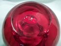 Red Vase, Vintage Glass, Hand-Blown, Clear Rigaree