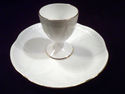 Egg Cup and Underplate, Shelley Regency White, Por