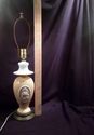 Early to Mid 20th Century Ceramic Lamp, Brass Base